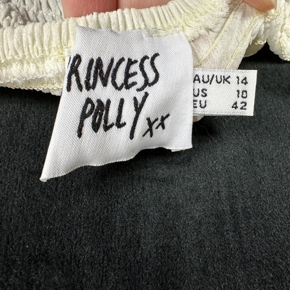 PRINCESS POLLY Womens Smocked Puff Sleeve Cropped Blouse Top size 10, GUC‎ - Picture 4 of 4